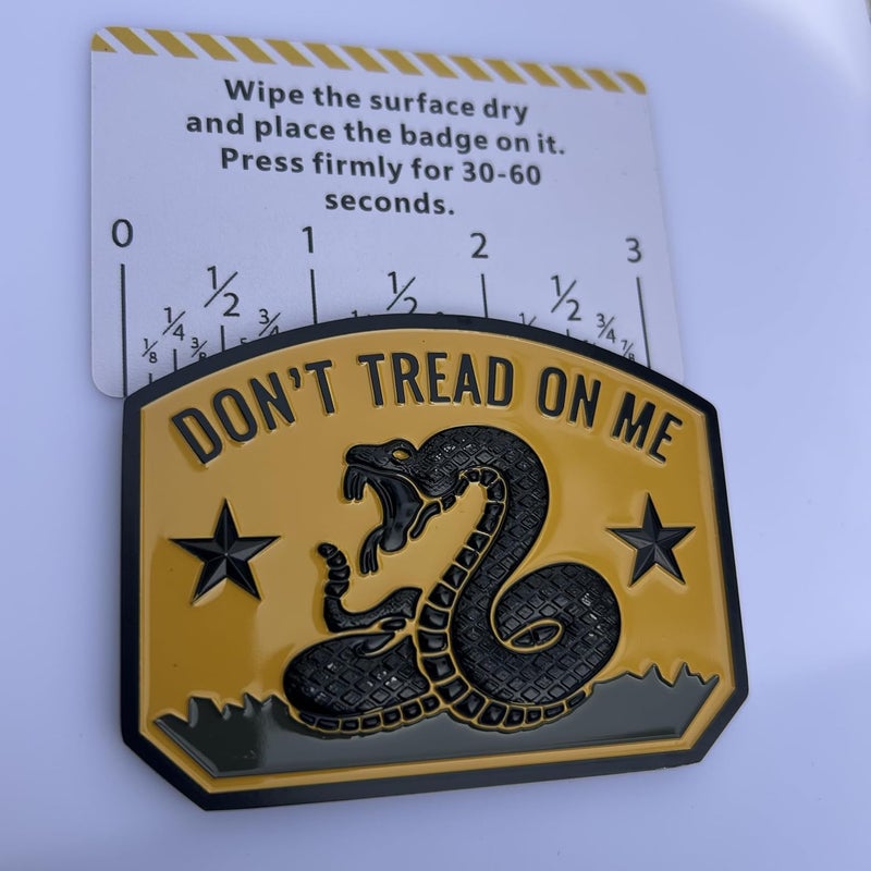 LWQLZY Gadsden Flag Rattlesnake Car Emblem 3D Metal Decal with “Don’T Tread ON ME” Slogan, 3M Adhesive, Perfect for Cars, Motorcycles, Windows, Doors, and Flat Surfaces (Matt Black Yellow) - Image 4